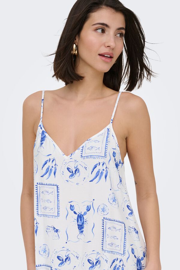 JDY Printed midi dress white