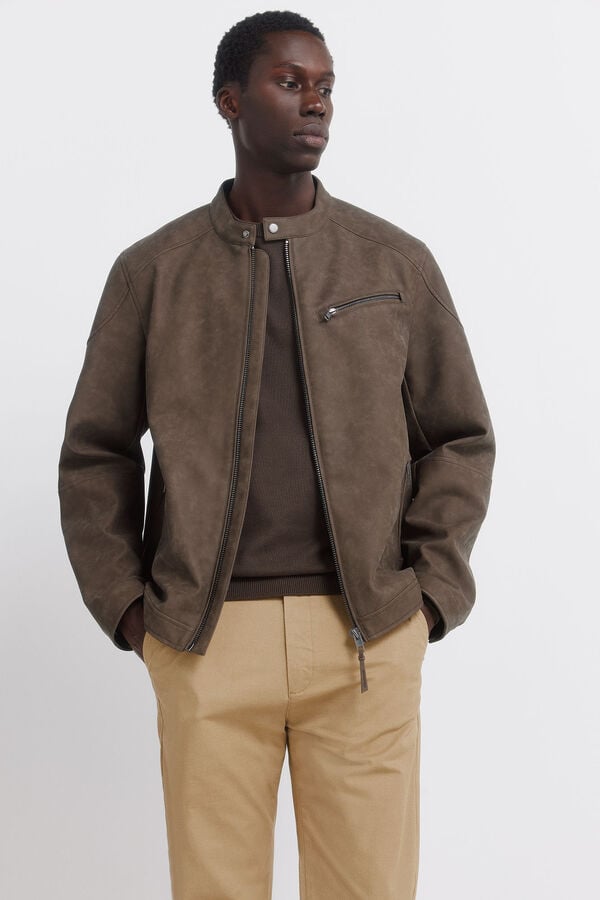 Springfield Slim fit micro-print trousers grey