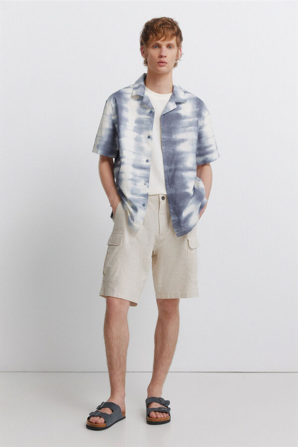 Springfield Bermuda cargo en lin confort fit blanc