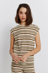 Springfield Striped jersey-knit T-shirt beige