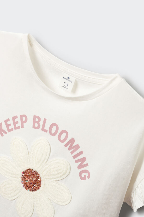 Springfield Kids Majica sa kratkim rukavima Blooming za devojčice Bež