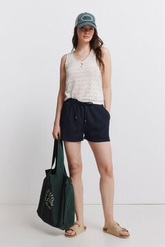 Springfield Shorts liso com el&aacute;stico azul