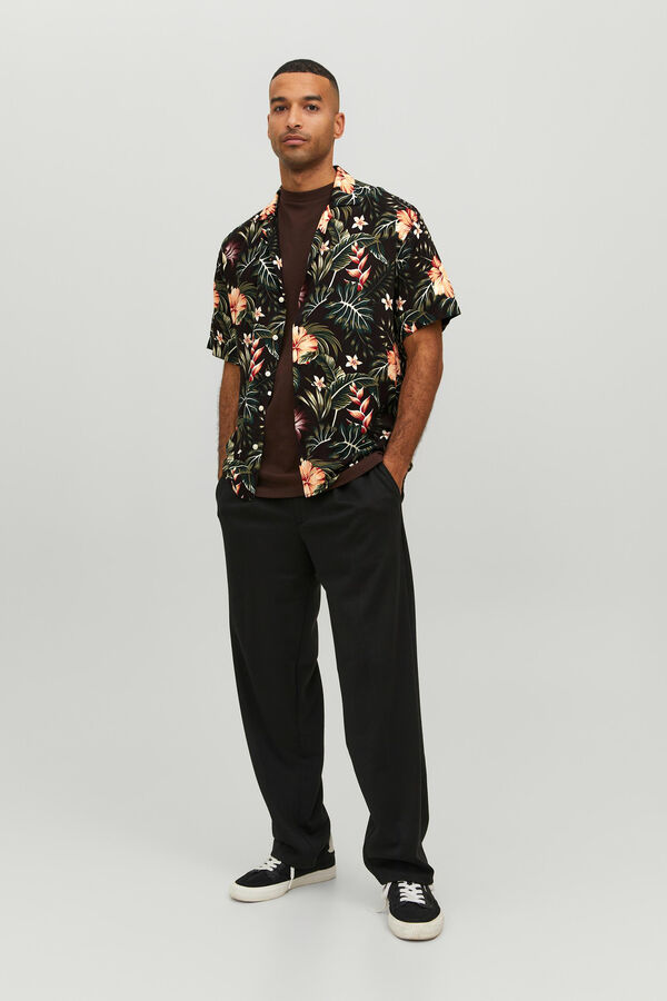 Springfield Floral print short-sleeved shirt  crna