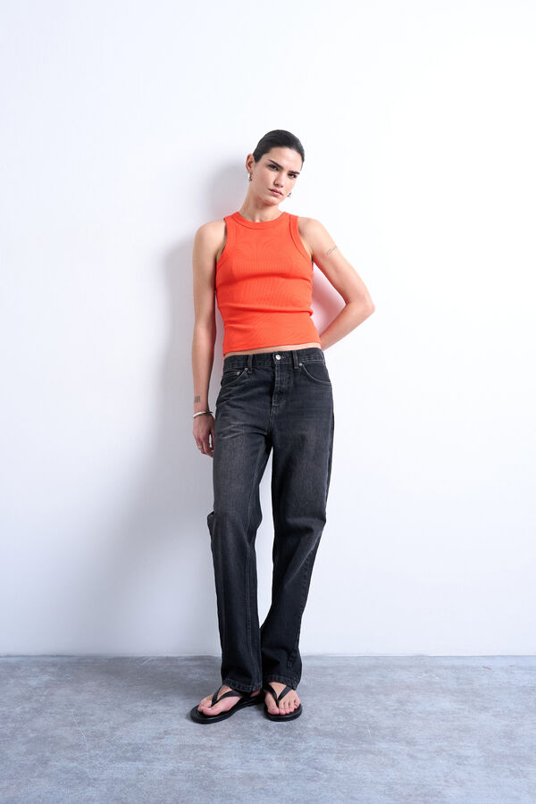 Topshop Top cuello redondo naranja