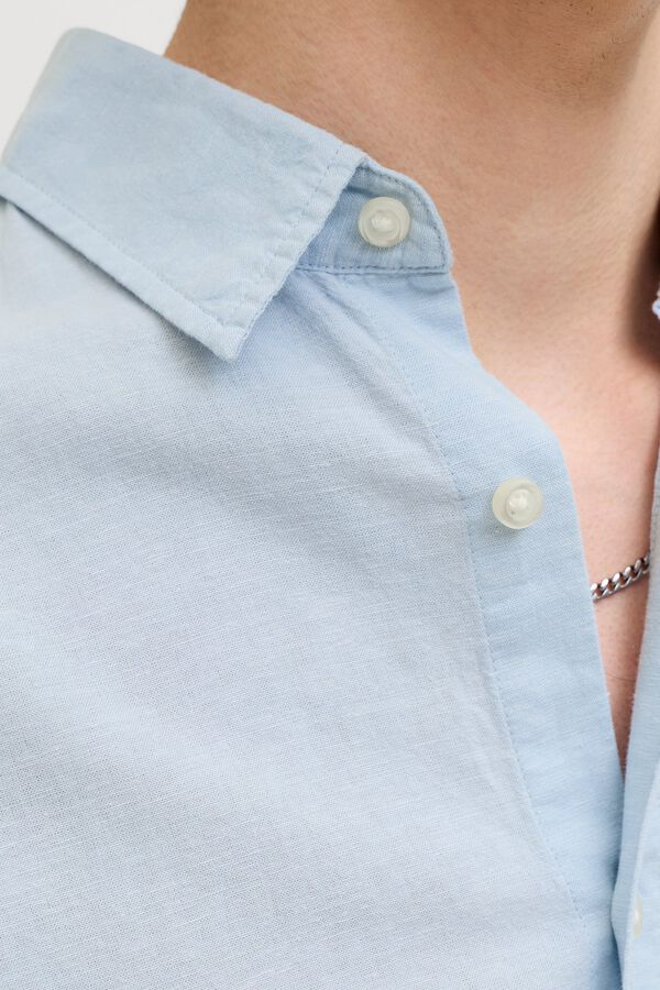 Jack & Jones Camisa lino manga corta azul