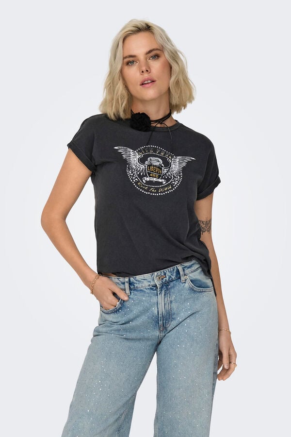 Springfield Printed short-sleeved T-shirt  crna