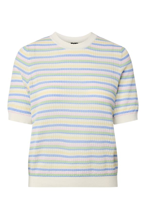 Pieces Fine knit short sleeve jumper white