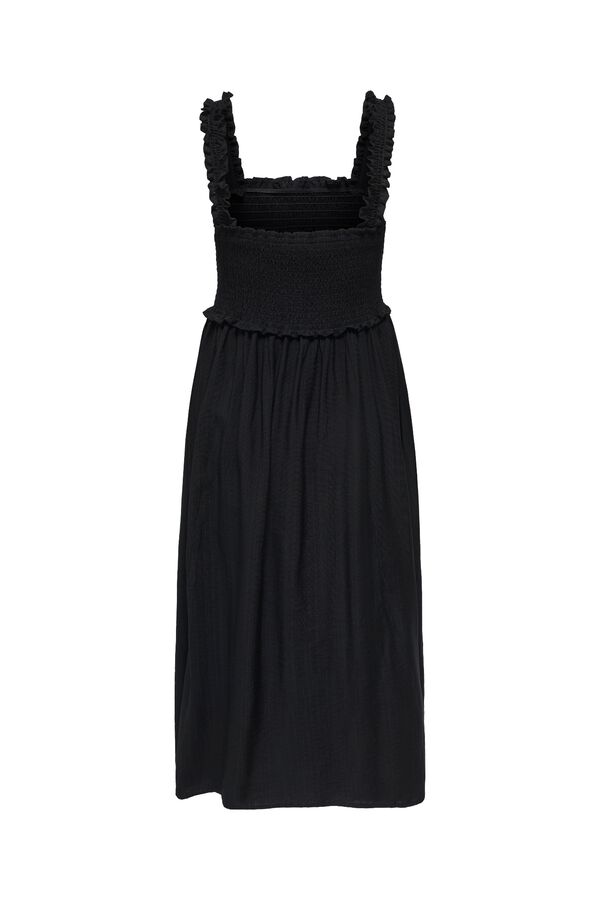 Only Vestido comprido em tecido favo de mel preto