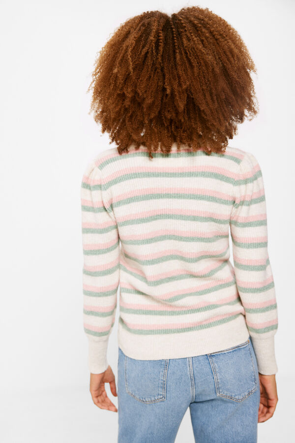 Springfield Striped Jumper with Voluminous Sleeves brown