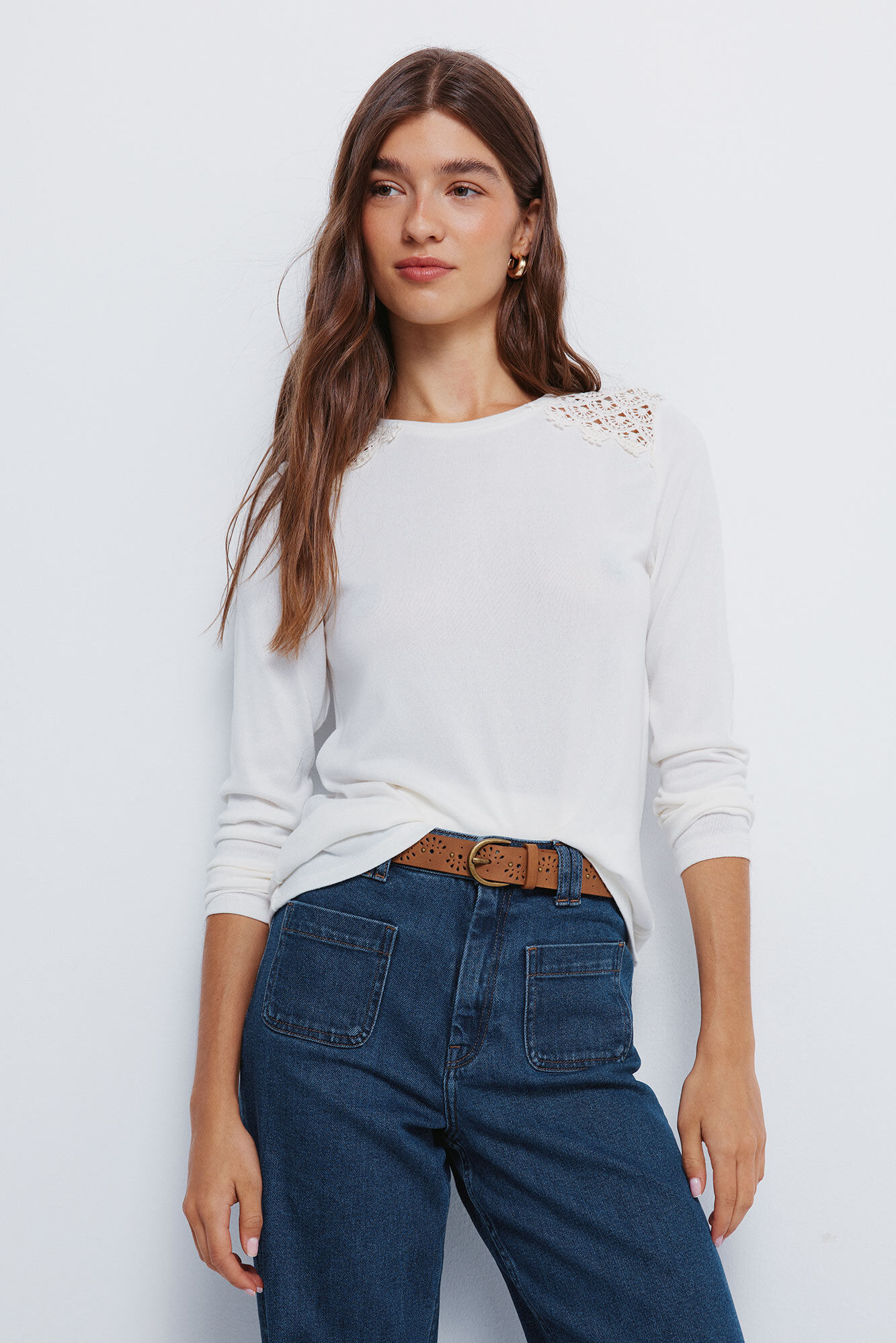 Springfield T-shirt ombro a ombro em crochet