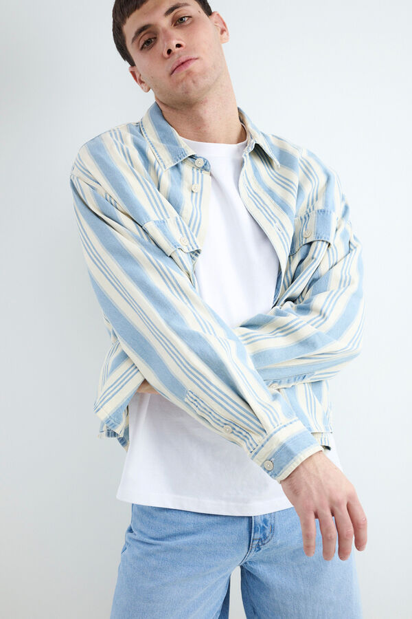 Balmohk Camisa de manga comprida cropped azul