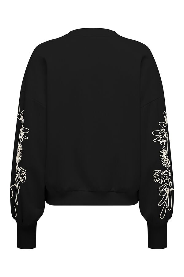 Only Sweatshirt mit Stickereidetails Schwarz
