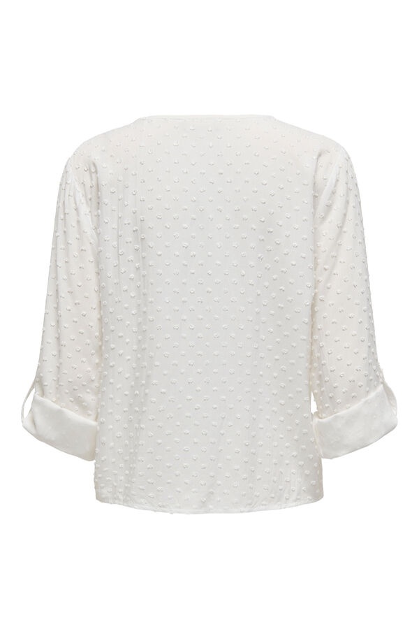 JDY Camisa de gola manga comprida com decote em V branco