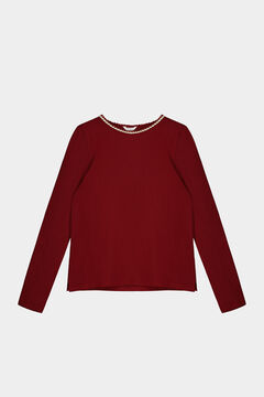 Springfield Two-tone Cable Knit T-shirt with Collar red