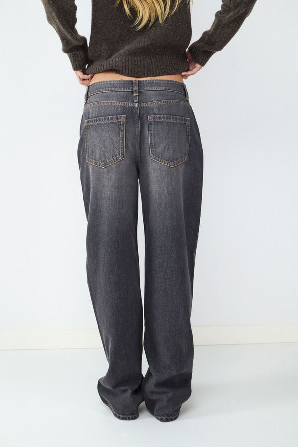 Balmohk Cal&ccedil;a jeans reta de cintura m&eacute;dia cinzento