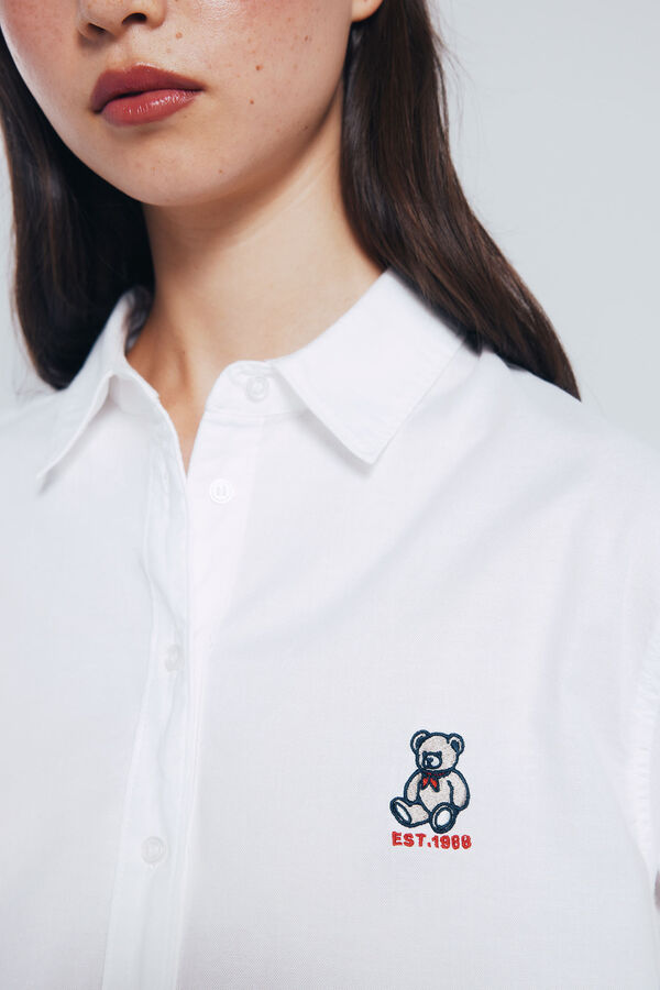 Springfield Oversized bear embroidered shirt white