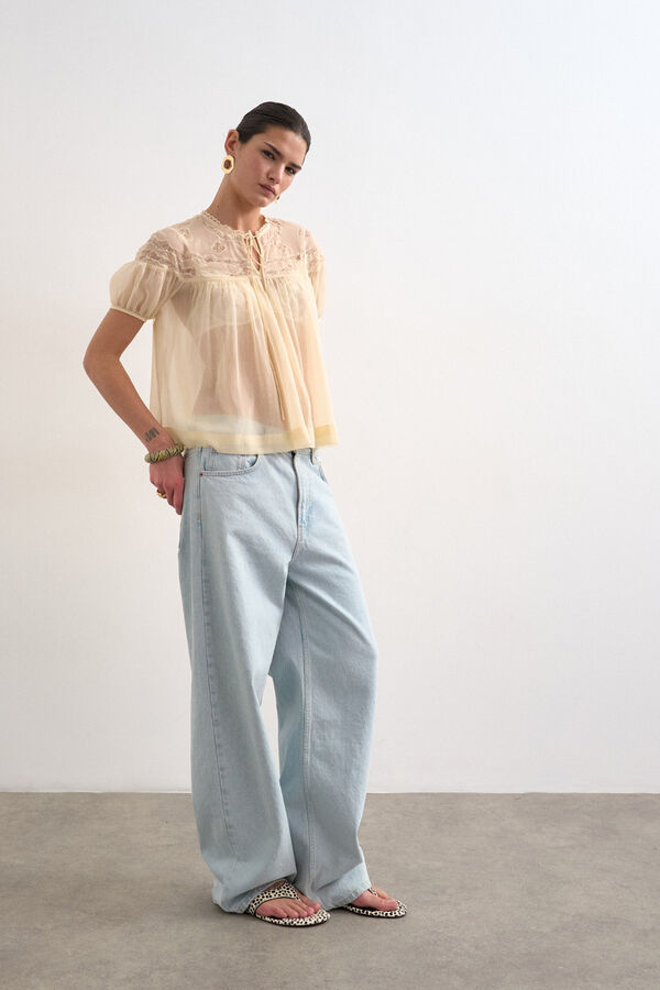 Topshop Blusa semitransparente beige