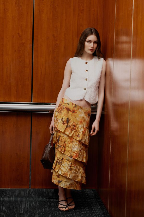 Oxxo Falda midi amarillo