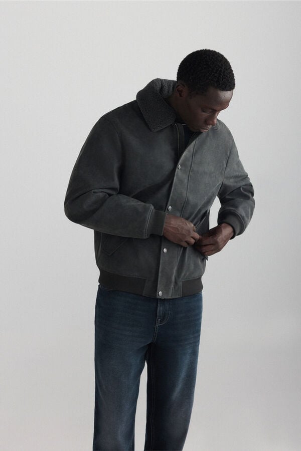 Springfield Faux leather aviator jacket brown