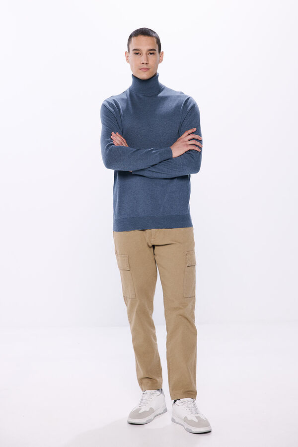 Springfield Basic high neck sweater plava