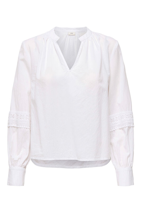 JDY Long sleeve embroidered blouse white