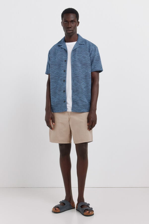 Springfield Jacquard regular fit polo shirt blue