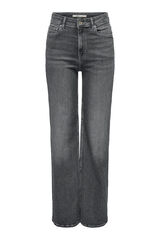 Only Calça Jeans de Perna Larga cinzento