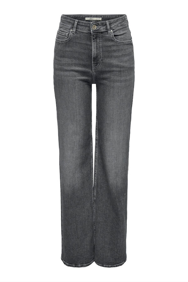 Only Calça Jeans de Perna Larga cinzento