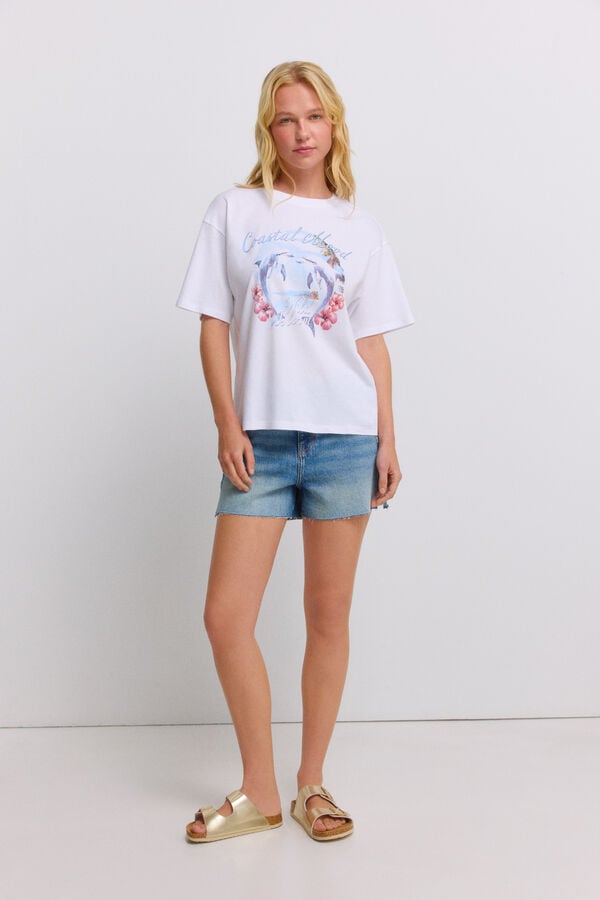Springfield Printed short sleeve T-shirt white