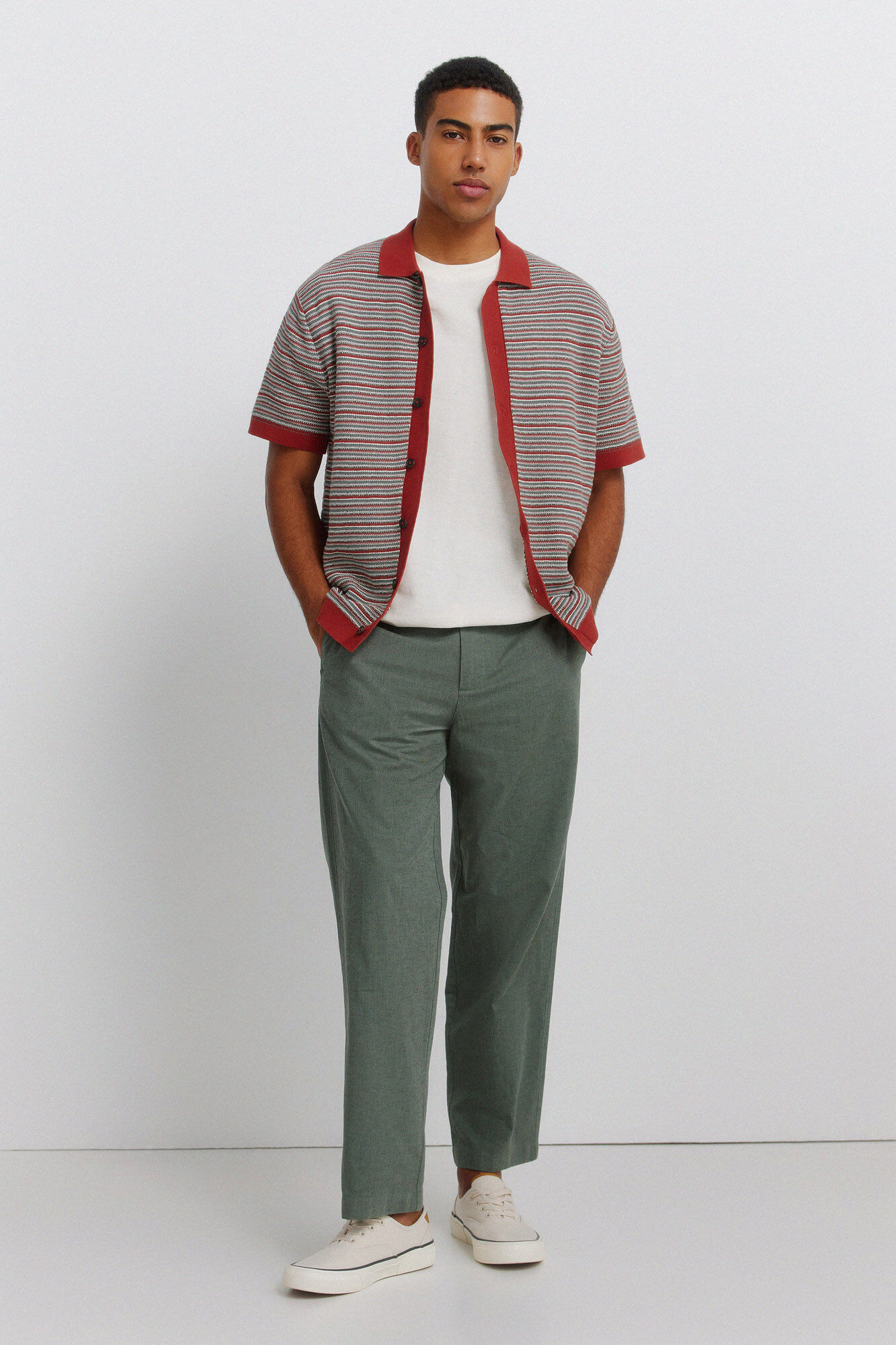 Springfield Linen straight fit trousers