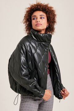 Springfield Quilted pleather jacket black
