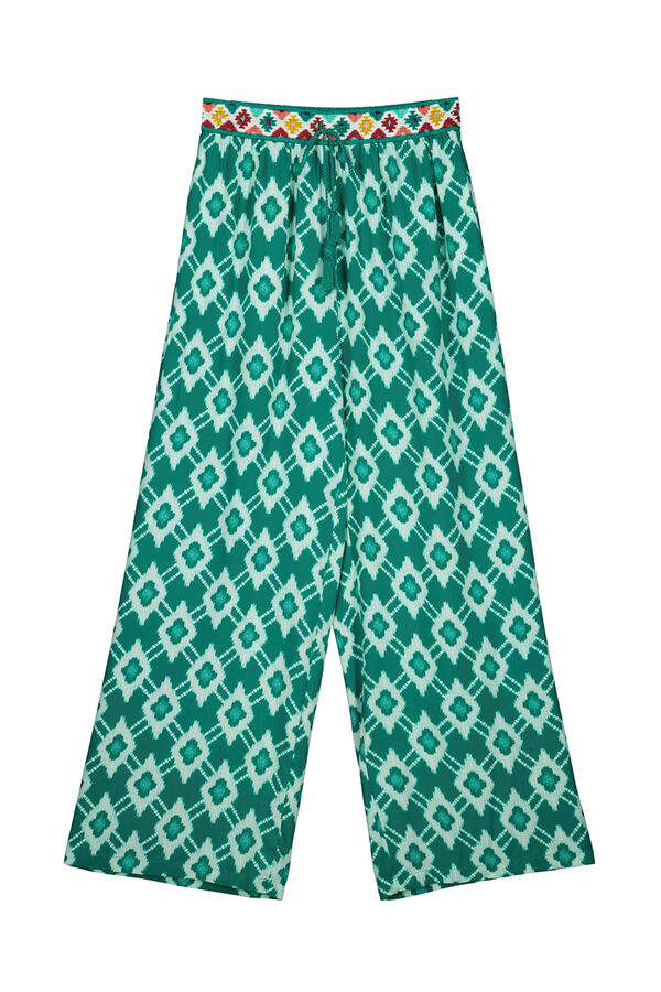 Springfield Lepršave hlače s uzorkom zelena