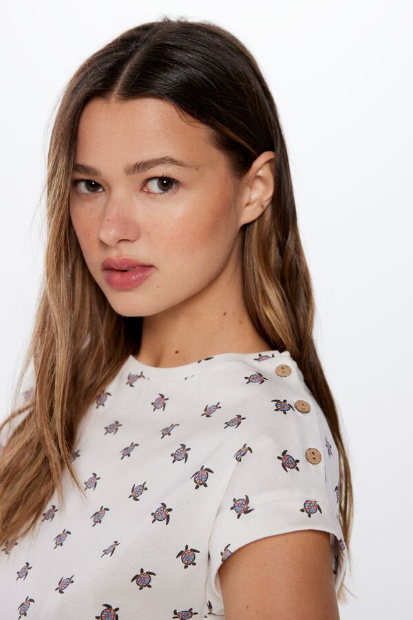 Springfield T-shirt imprimé boutons épaules camel