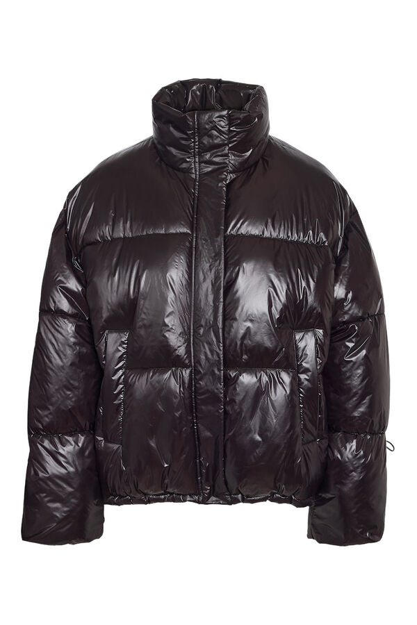 Noisy May metallic quilted coat black