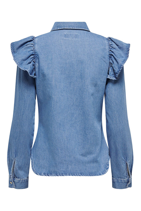Only Camisa denim con volante azul