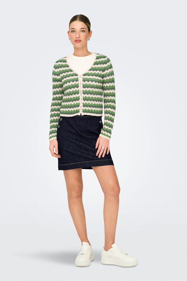 Only Crochet openwork cardigan green