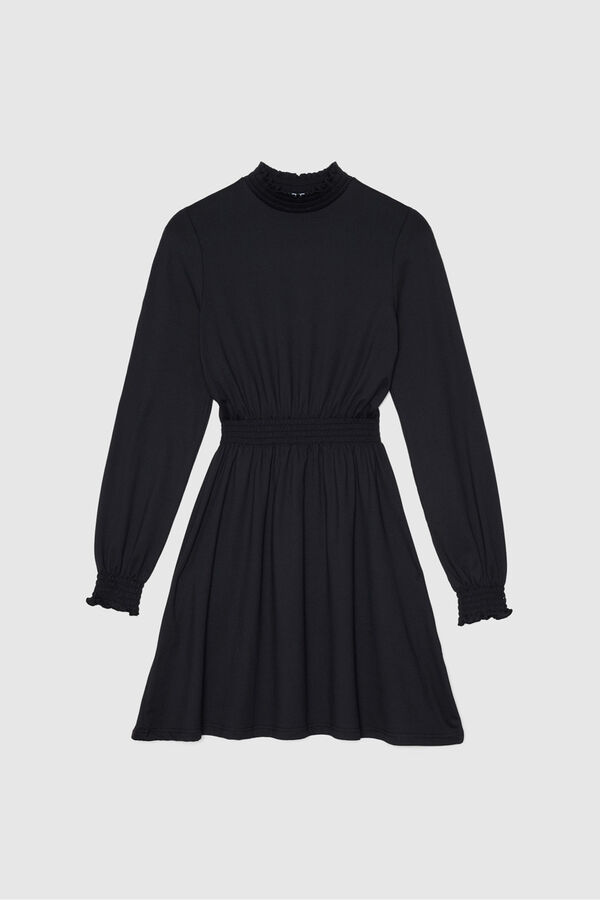 Inside Vestido de manga comprida com gola sub preto