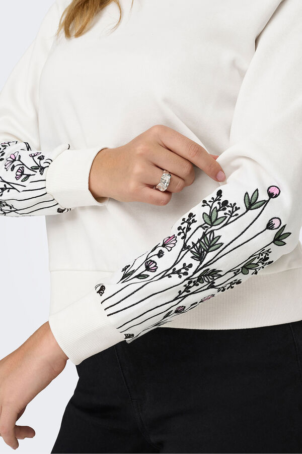 JDY Rundhals-Sweatshirt Wei&szlig;