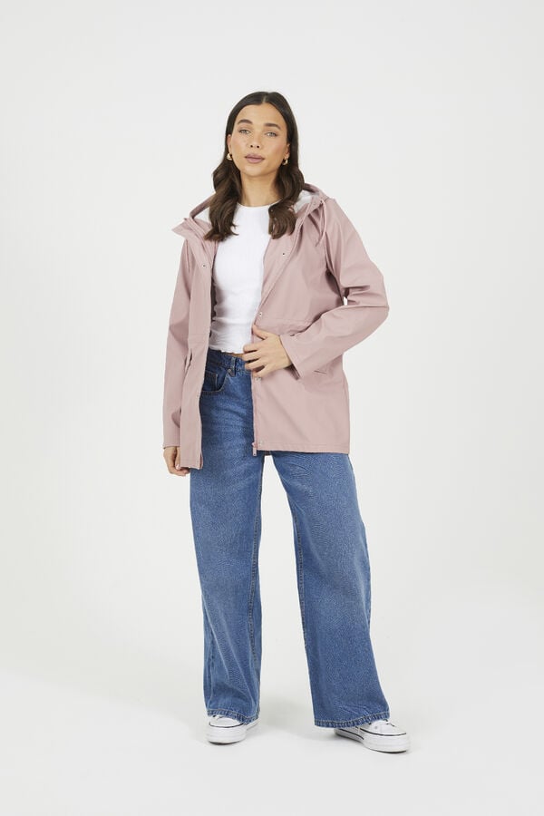 Brave Soul Gummierter Regenmantel Rosa