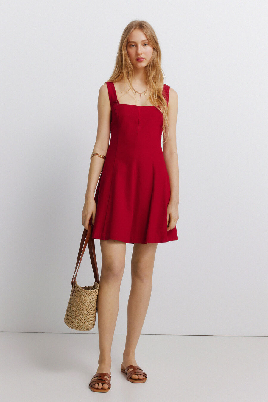 Vestido tirantes corto lino