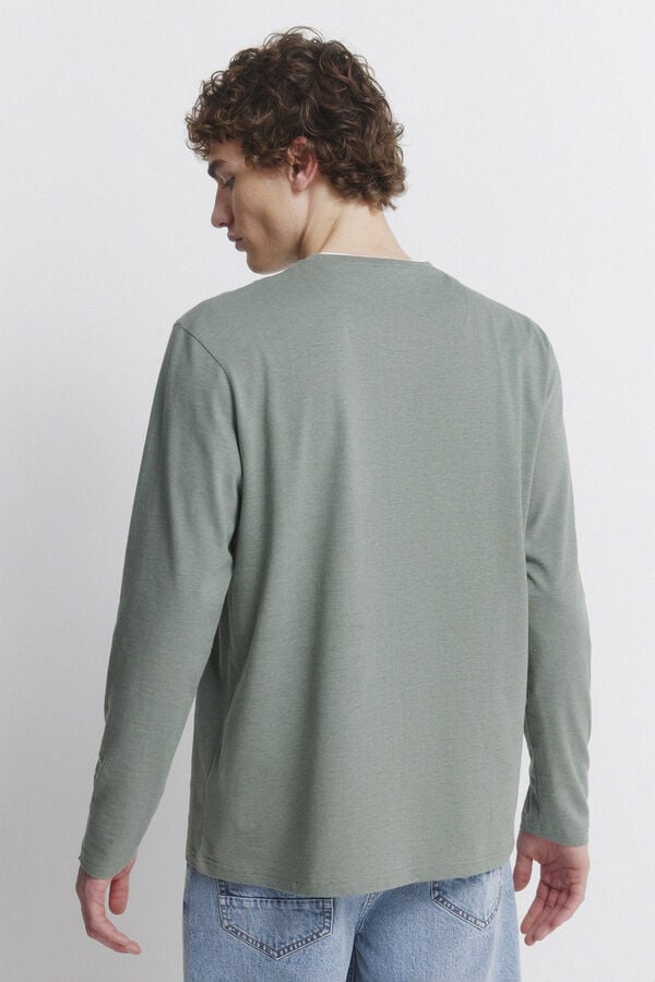 Springfield long sleeve T-shirt with double melange effect green