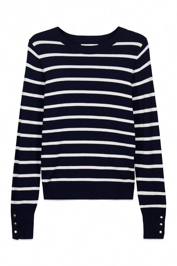 Springfield Fine jumper, button cuffs blue