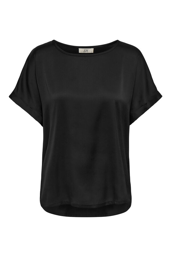 JDY T-shirt de manga curta acetinada preto
