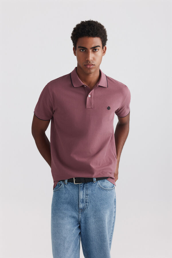 Springfield Polo piqu&eacute; contrastes slim fit rouge