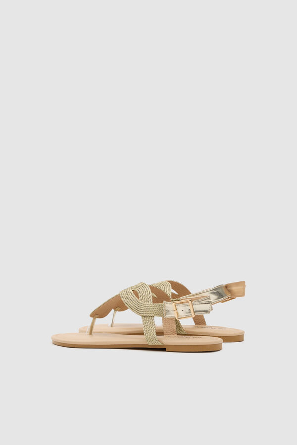 Inside Metallic braided sandal beige