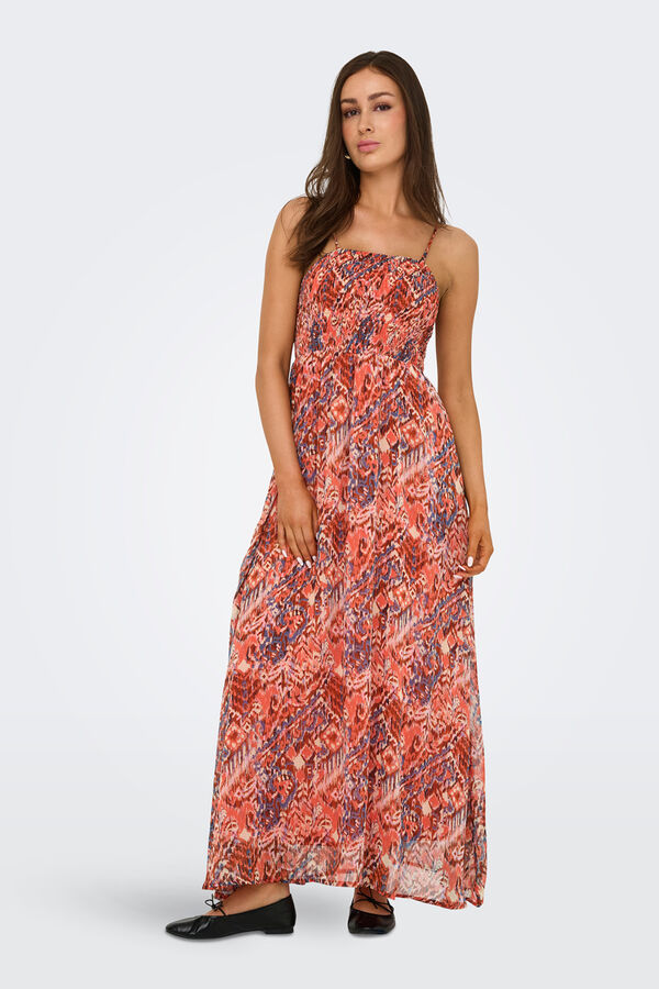 Only Vestido comprido estampado vermelho