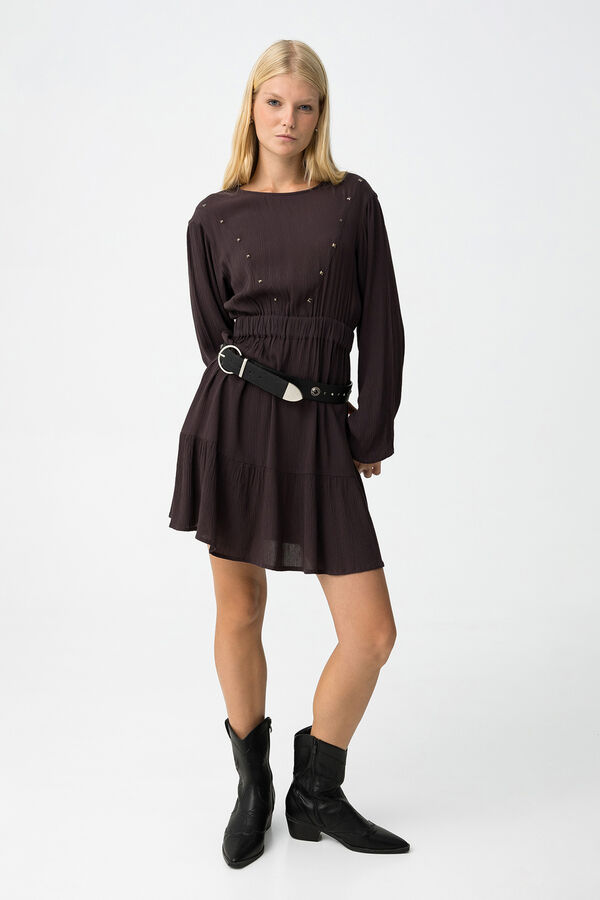 Tiffosi Dress with Metallic Details Braon