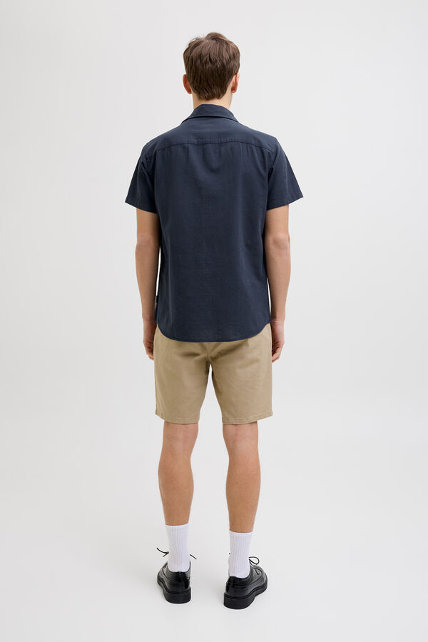 JJ REBEL Linen comfort fit shirt blue