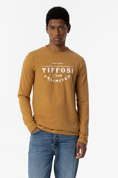 Springfield Soft feel T-shirt with front print tan