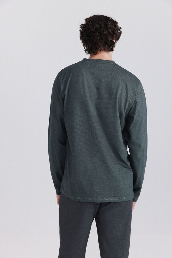 Springfield Striped double neck long sleeve T-shirt green